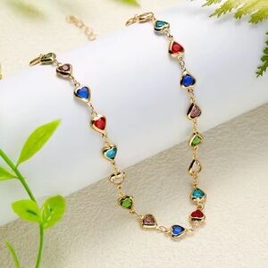 Multicolor  Zirconia Heart Necklace